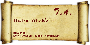 Thaler Aladár névjegykártya